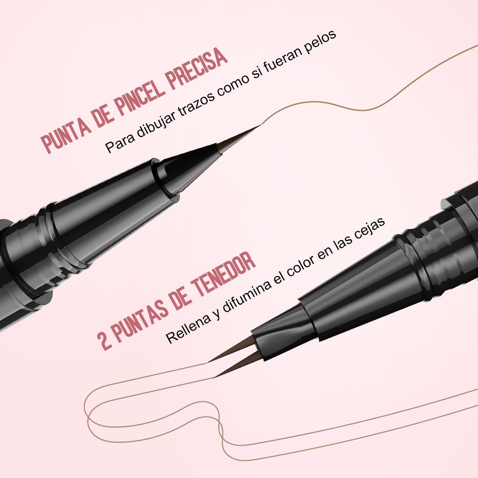 LEKOU Liquid Eyebrow Pen, 2 en 1 Dual-Ended Eyebrow Pencil, Lapiz de Cejas Larga Duracion 3D Waterproof, Plumín de Cejas Microblading para Delineador Cejas Natural (Marrón Claro)