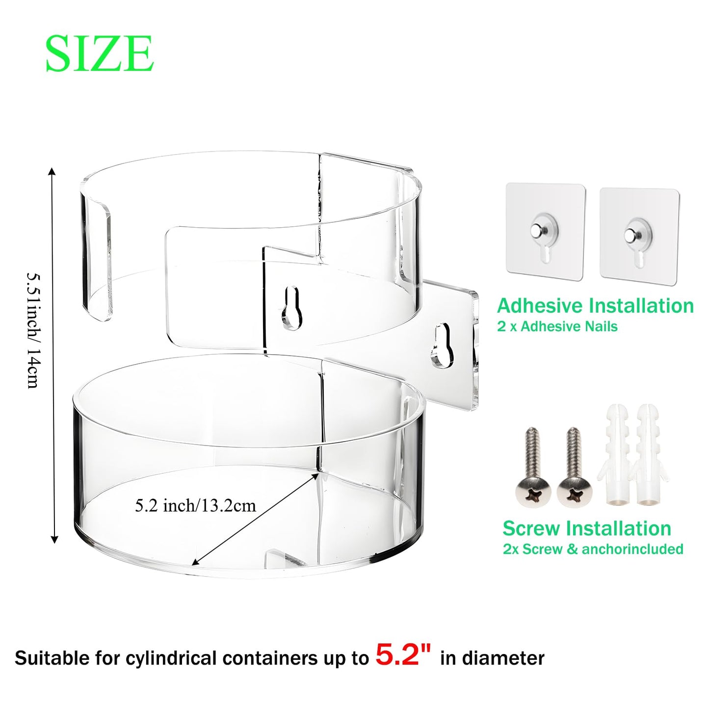 Heyrelda - Soporte para toallitas de limpieza resistentes, acrílico transparente para montaje en pared, dispensador de toallitas de limpieza para hospital, cocina, oficina, cochera (5 pulgadas de