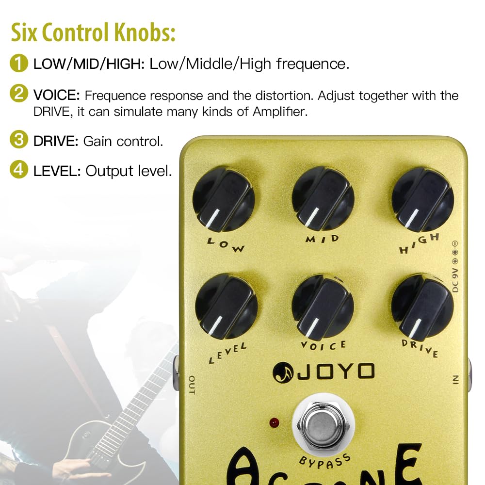 Efecto de pedal de tono de CA JOYO JF-13, pedal de amplificador analógico Vox AC30, sonido de rock británico clásico