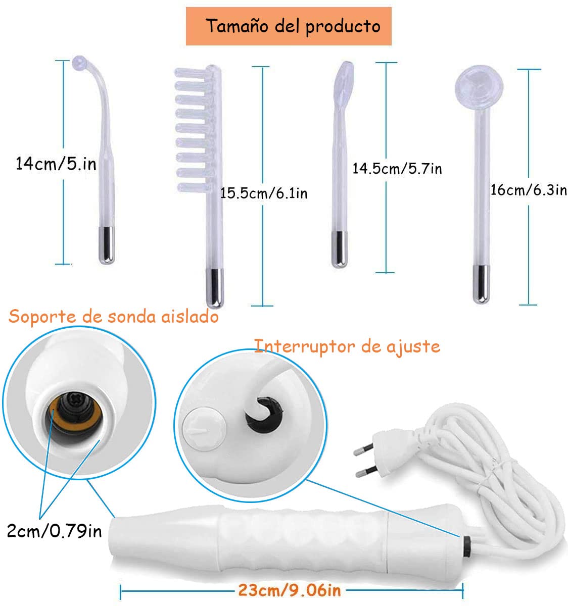 Máquina Facial De Alta Frecuencia,Equipo De Alta Frecuencia Para La Piel,máquina Portátil De Mano De Alta Frecuencia Para La Piel Facial Con 4 Tubos Diferentes