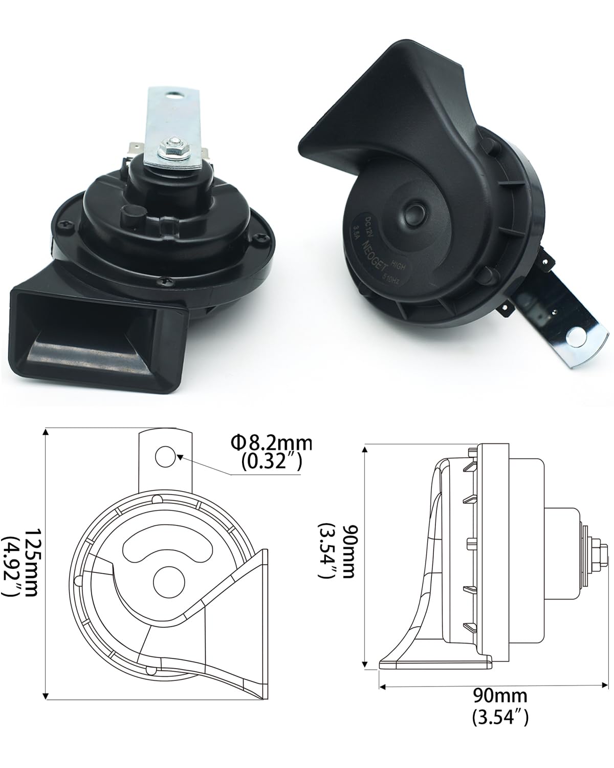 Bocina de Coche Neoget Alta y Baja Resistente al Agua Universal para Vehículos de 12 V