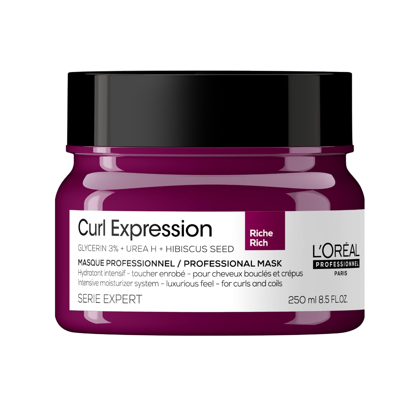 L'Oréal Professionnel Curl Expression Mascarilla | Mascarilla hidratante intensiva para rizos | Hidrata y añade brillo | Libre de parabenos | Con tecnología de Glicerina, Urea H y Semilla de Hibisco | Para cabello rizado o chino | 250ml