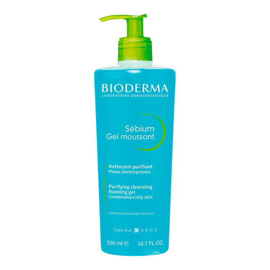 Bioderma | Sébium Gel Moussant Limpia Y Purifica, 500 Ml | Gel limpiador facial. Menos imperfecciones, menos grasa. Limpia y purifica suavemente. Piel mixta a grasa. Ideal para adultos y adolescentes. Sin resecar. Piel purificada 100%. Disminuye las lesio