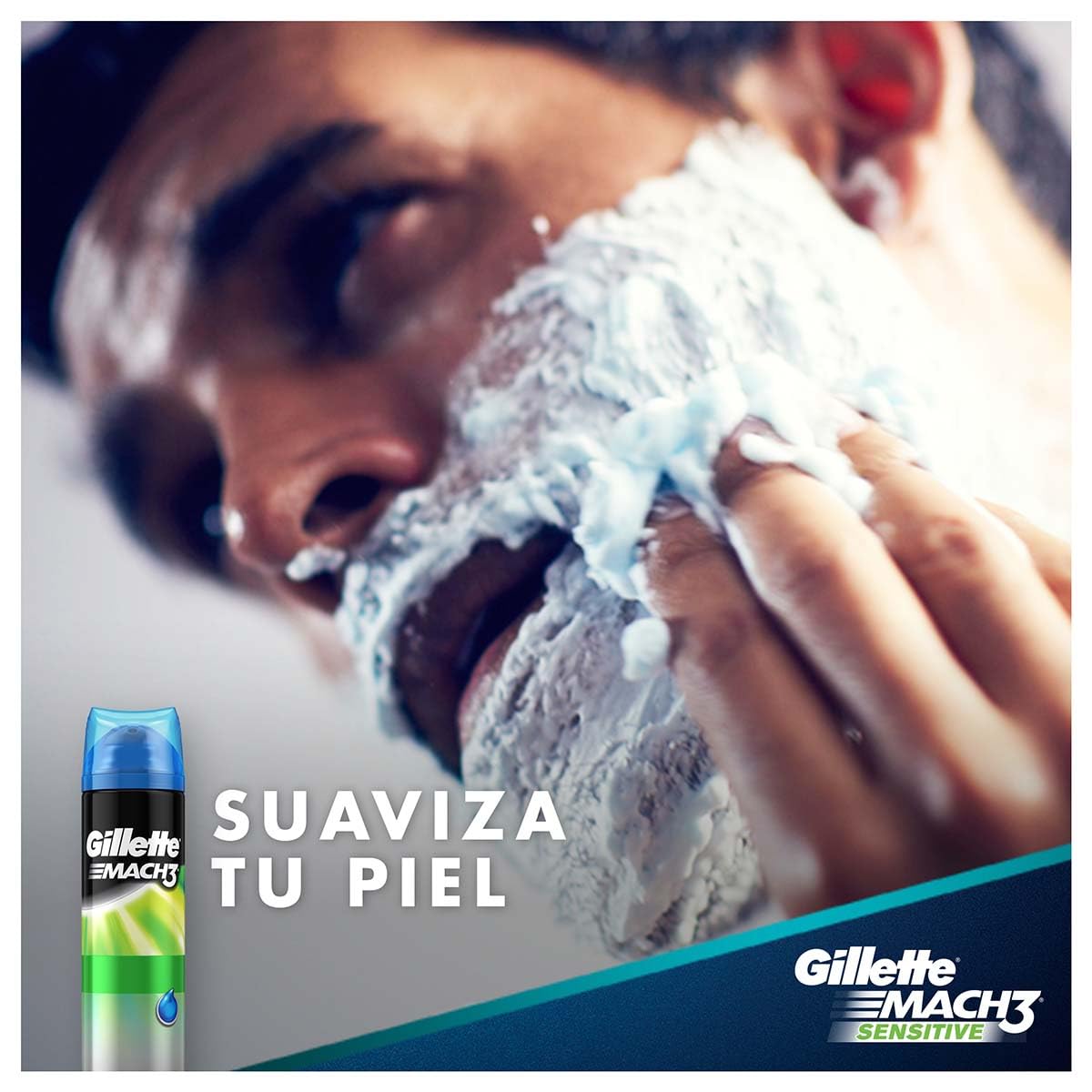 GILLETTE Mach3 Sensitive, Gel para Afeitar Piel Sensible de 400mL, para Rasurar Barba con Rastrillo para Hombre, Protege la Piel contra la Irritación