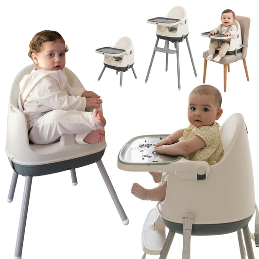 NUZU Periquera para Bebe 3 en 1 | Silla para Bebe Comer Multifuncional con Seguridad y Estilo | Versatilidad en Espacios Reducidos | Asiento Elevador Ajustable para Bebes 6 meses a 4 Años.(Gris)