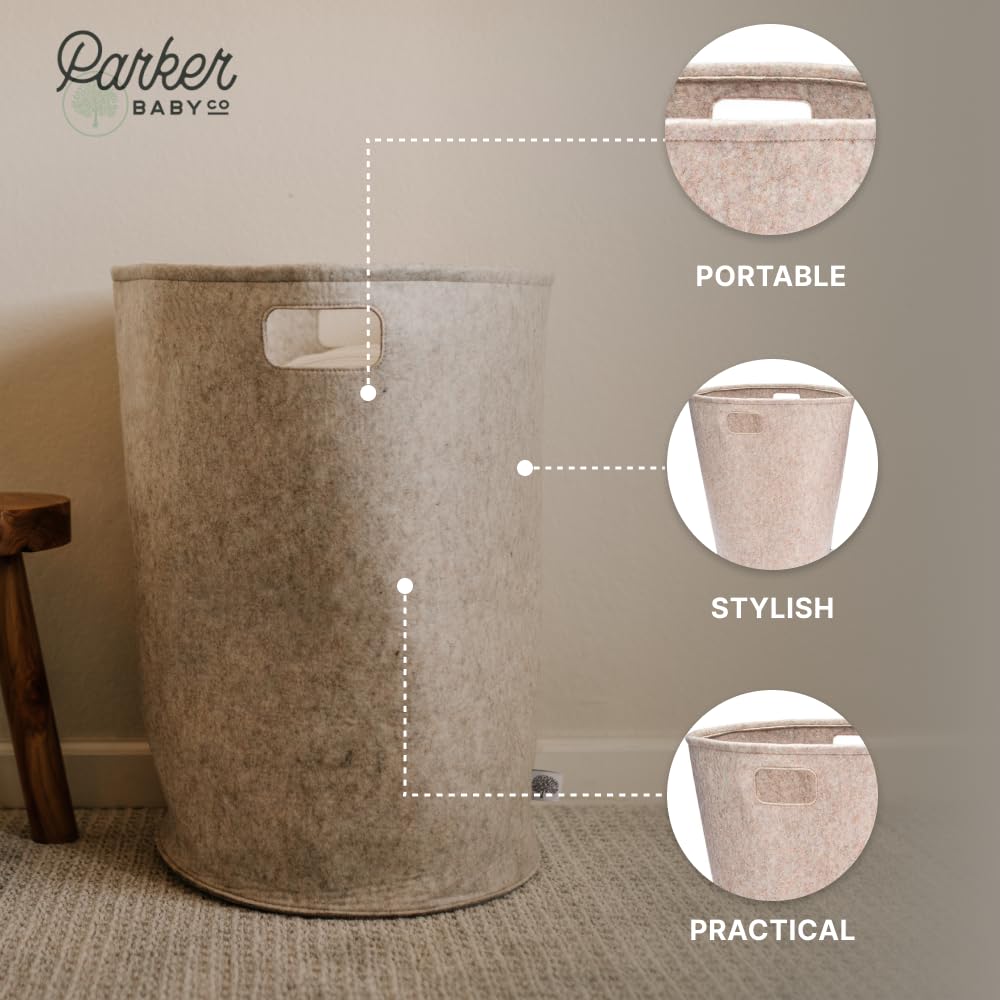 Parker - Cesta de lavandería para bebé, cesta de almacenamiento de fieltro y cesta de bebé para guardería (avena)