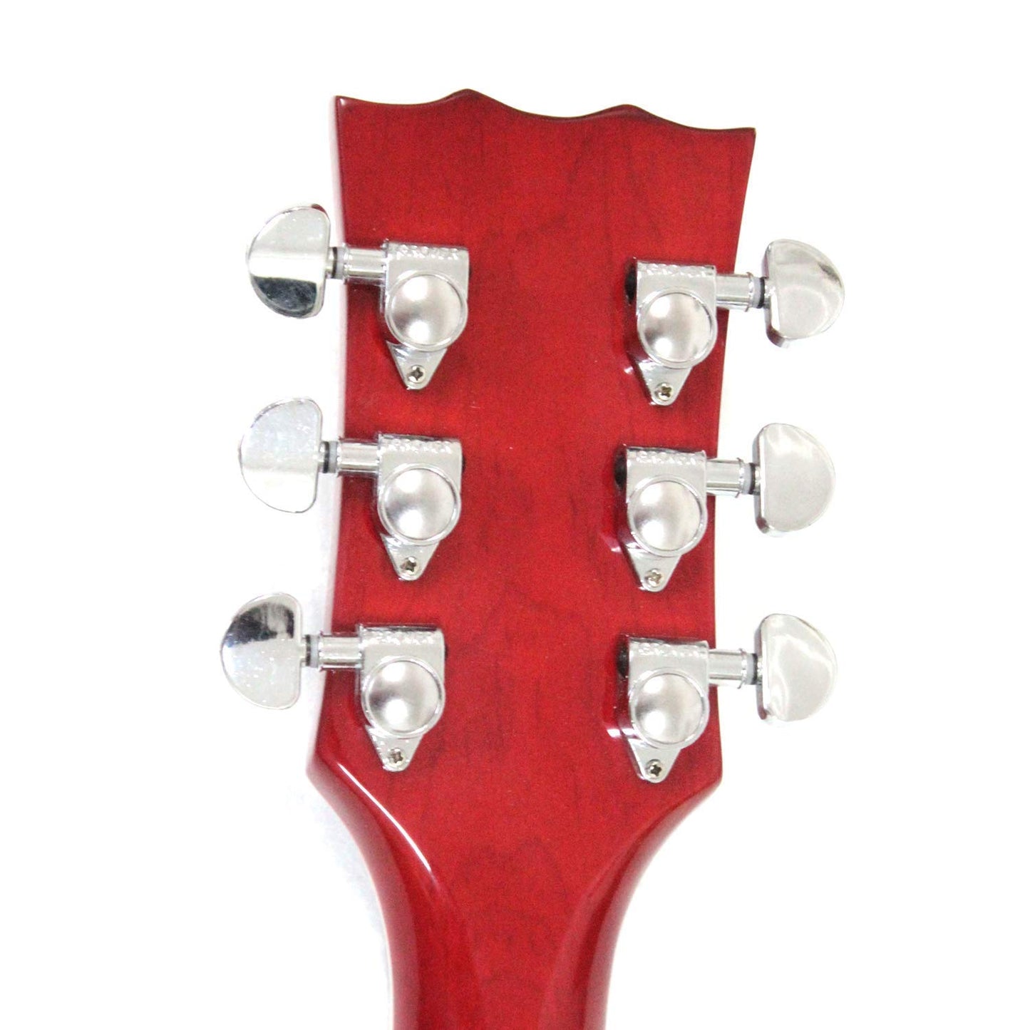 Musoo Guitarra eléctrica de jazz estilo 335, cuerpo semihueco con parte superior de arce flameado, herrajes cromados