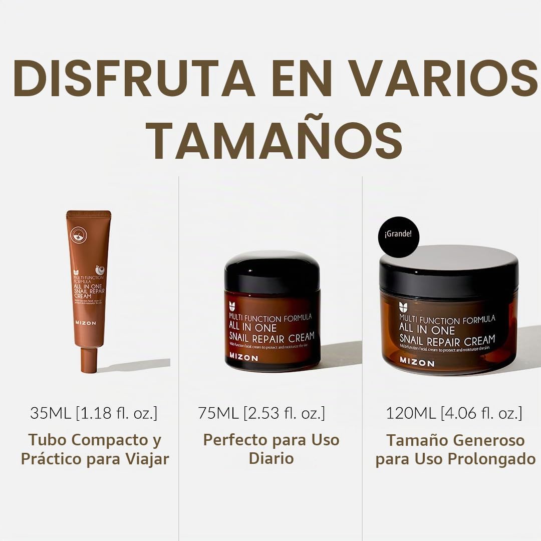 MIZON Crema Hidratante Facial All In One Snail Repair 35 ml - crema para la cara coreana con baba de caracol, skincare coreano día y noche, k beauty