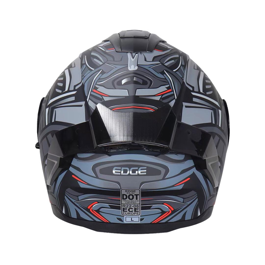 Casco Para Moto Integral BOSTON - Casco Motocicleta Marca EDGE - Visor Doble ANTIVAHO - Cascos Para Motos Certificados Dot Moto - Accesorios Para Moto Motocross Motocicleta Mujer Hombre Cascos De Moto