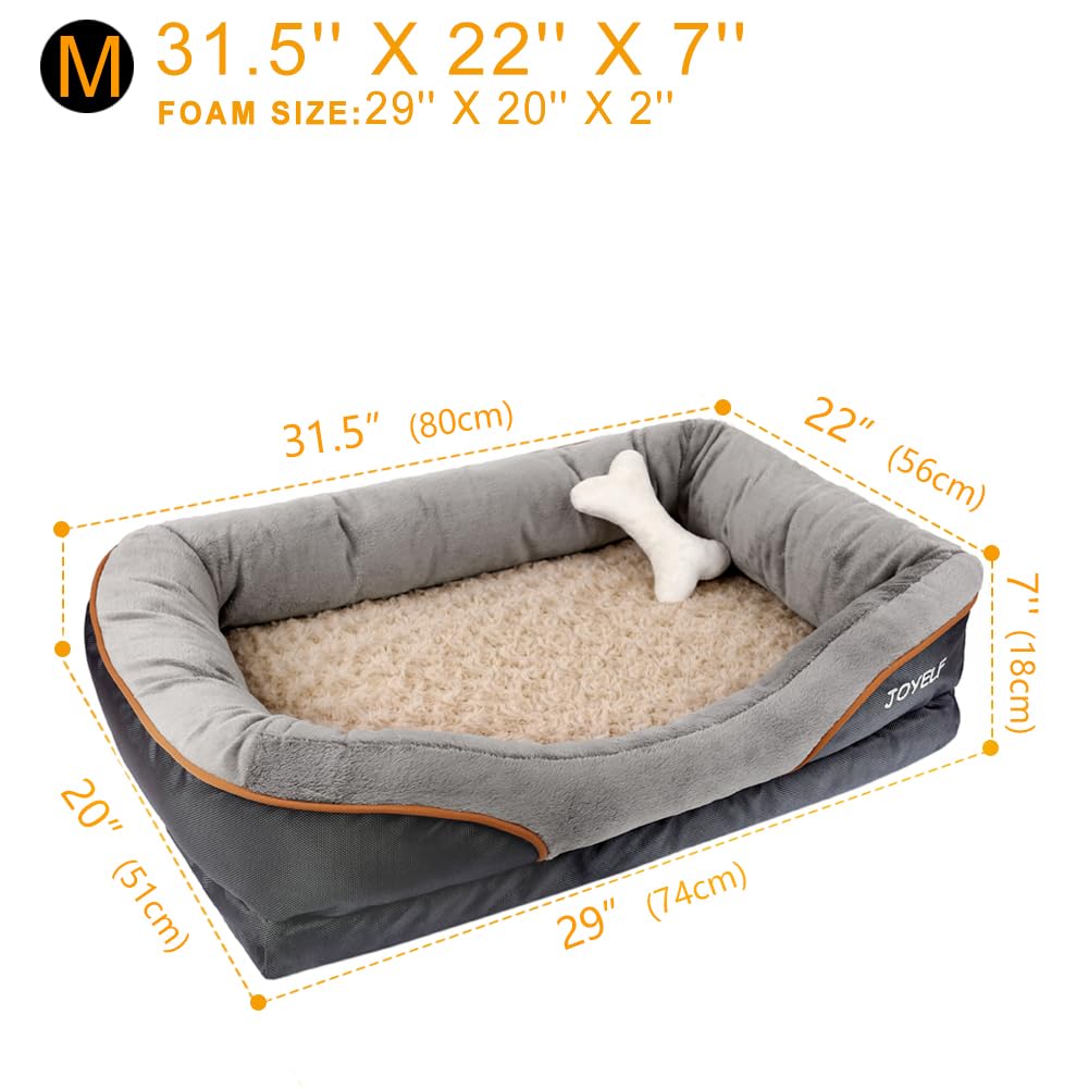 Cama Ortopédica para Perros JOYELF Mediana viscoelástica Lavable con Juguete Chirriante