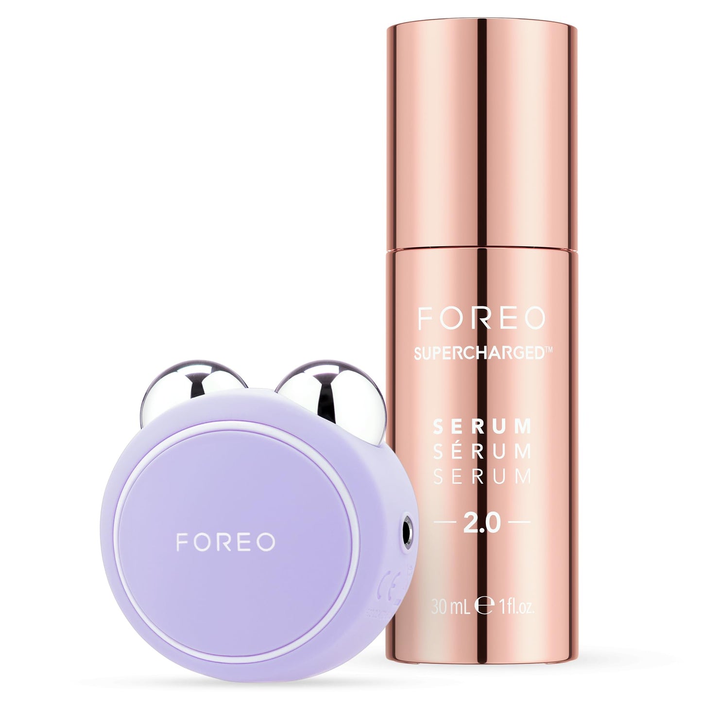 FOREO BEAR mini + Serum Sérum Serum 30 ml - Dispositivo de microcorriente facial - Masajeador facial - Dispositivo de cuidado facial - Regalos para mujer - Set de regalo - Lavanda