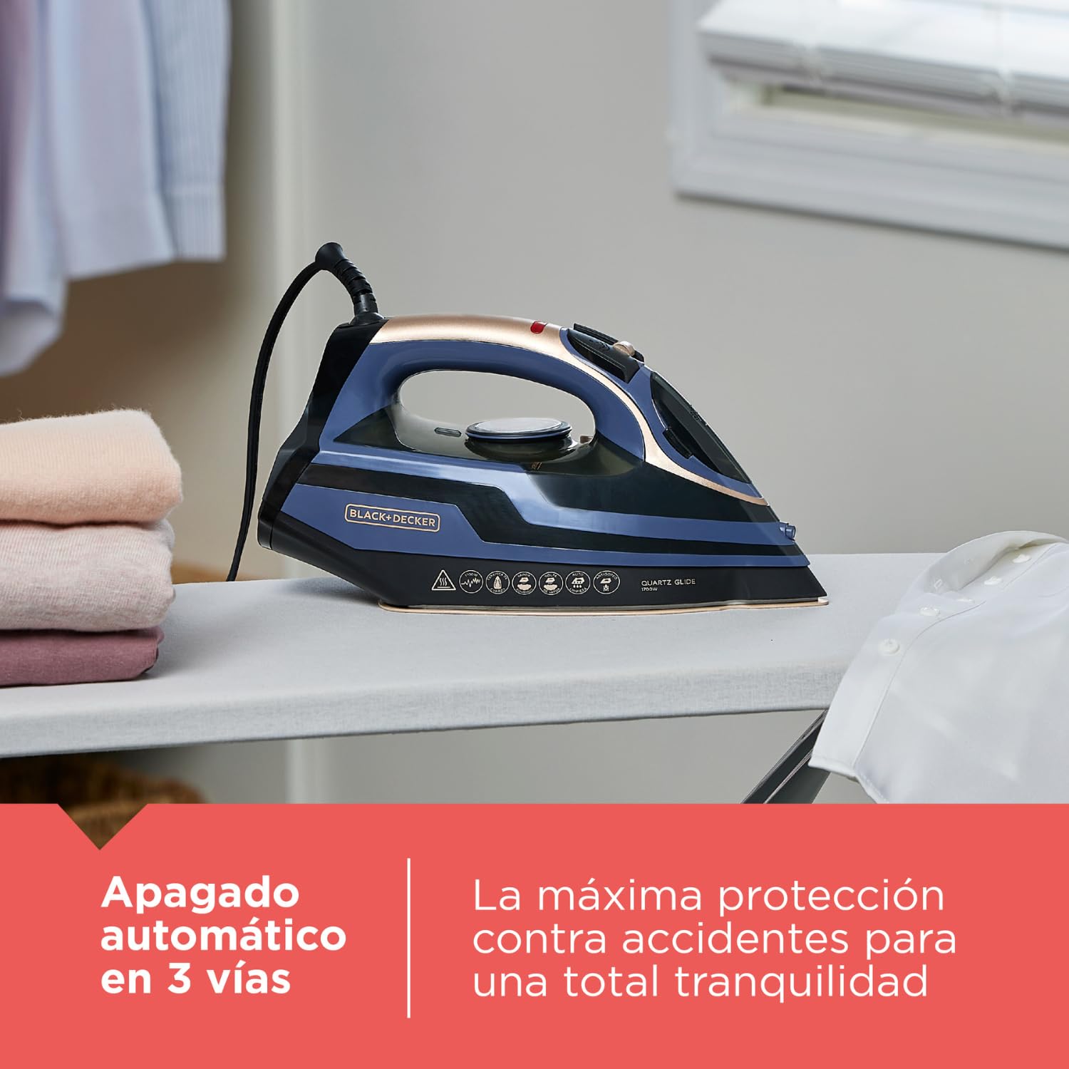 Plancha de Vapor Black+Decker Quartz Glide 1700W y Apagado Automático IR2823