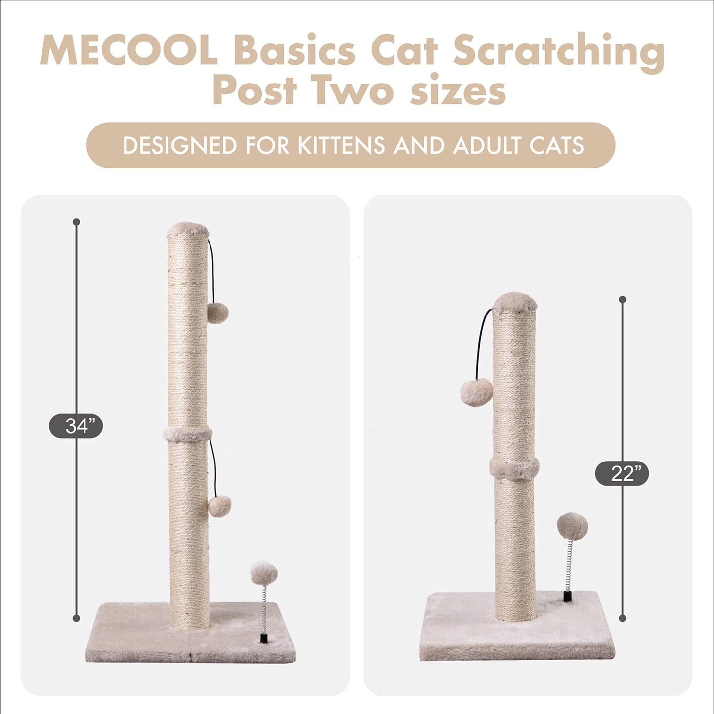 Rascador para Gatos Mecool Beige con Bola para Colgar
