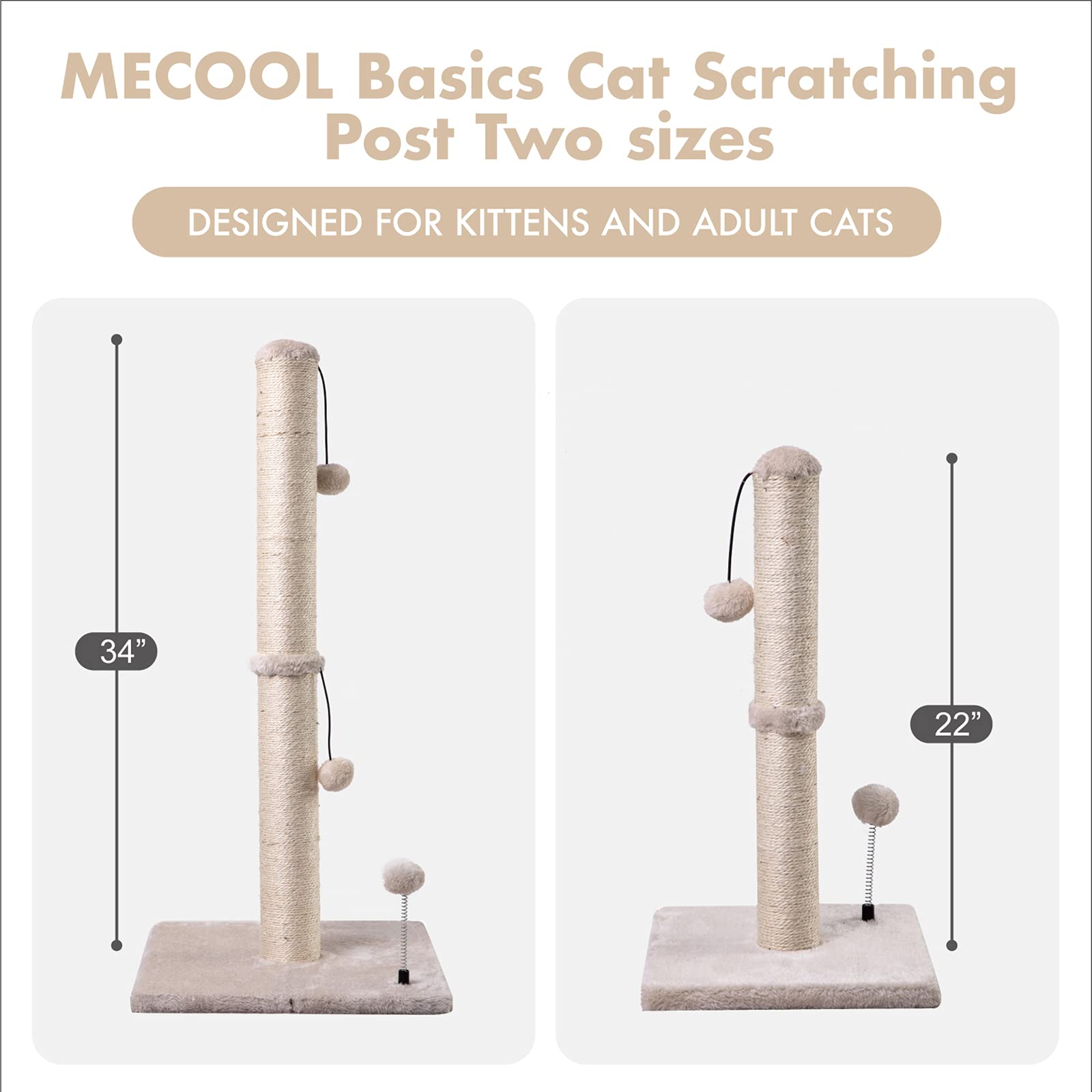 Rascador para Gatos Mecool Beige con Bola para Colgar