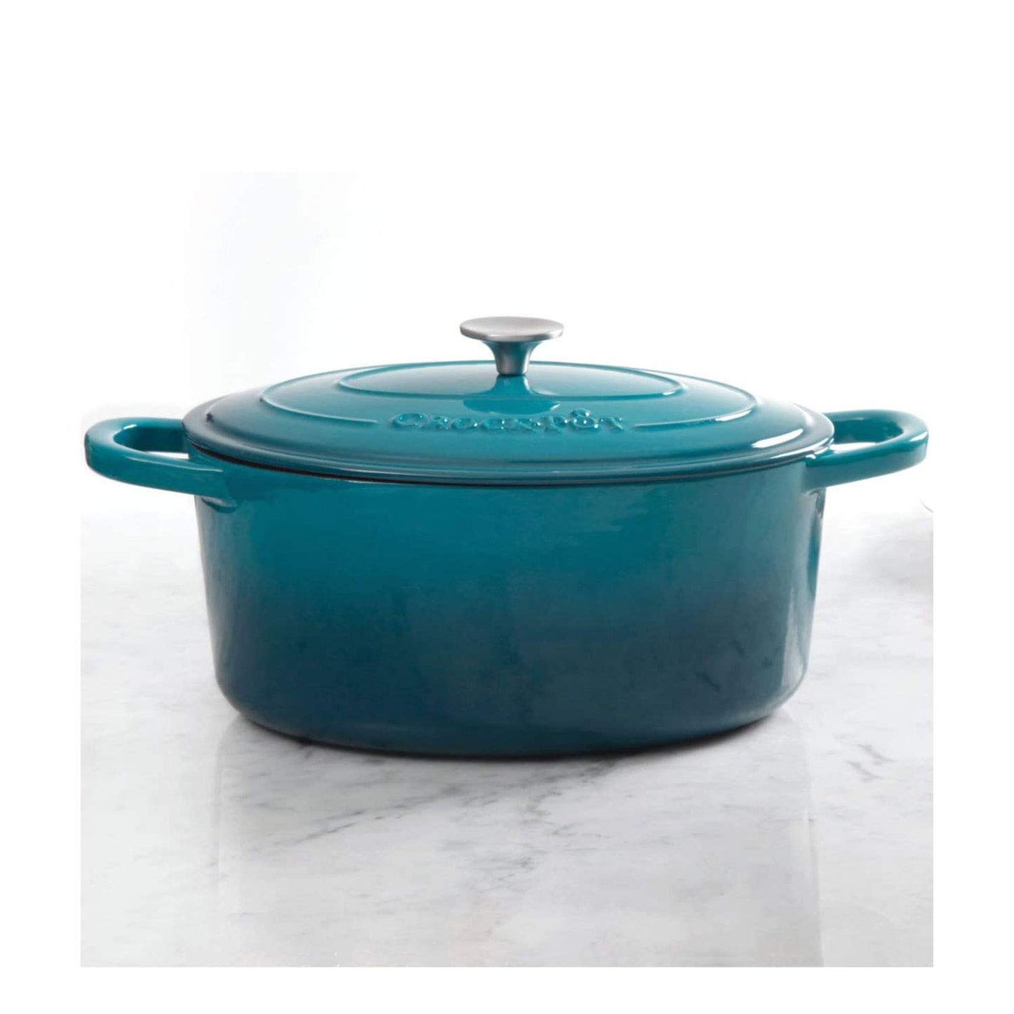 Crock Pot Olla, Horno ovalado holandés, Verde azulado, 7-Quart, 1