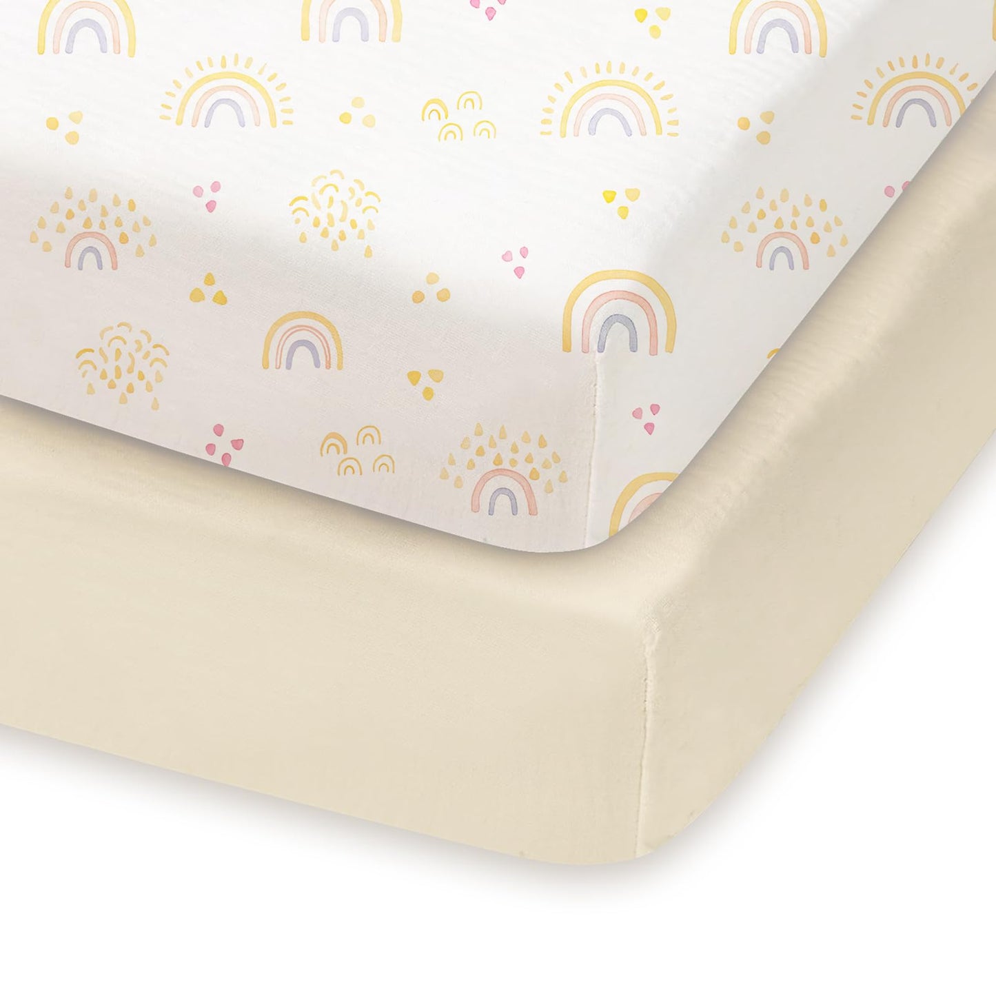 TotChill Pack and Play Sábanas ajustadas, paquete de 2, 38x26 pulgadas, Sábanas Graco Pack n Play para corral y colchón de cuna de viaje, tela jersey de punto ultra suave, bolsillo profundo elástico