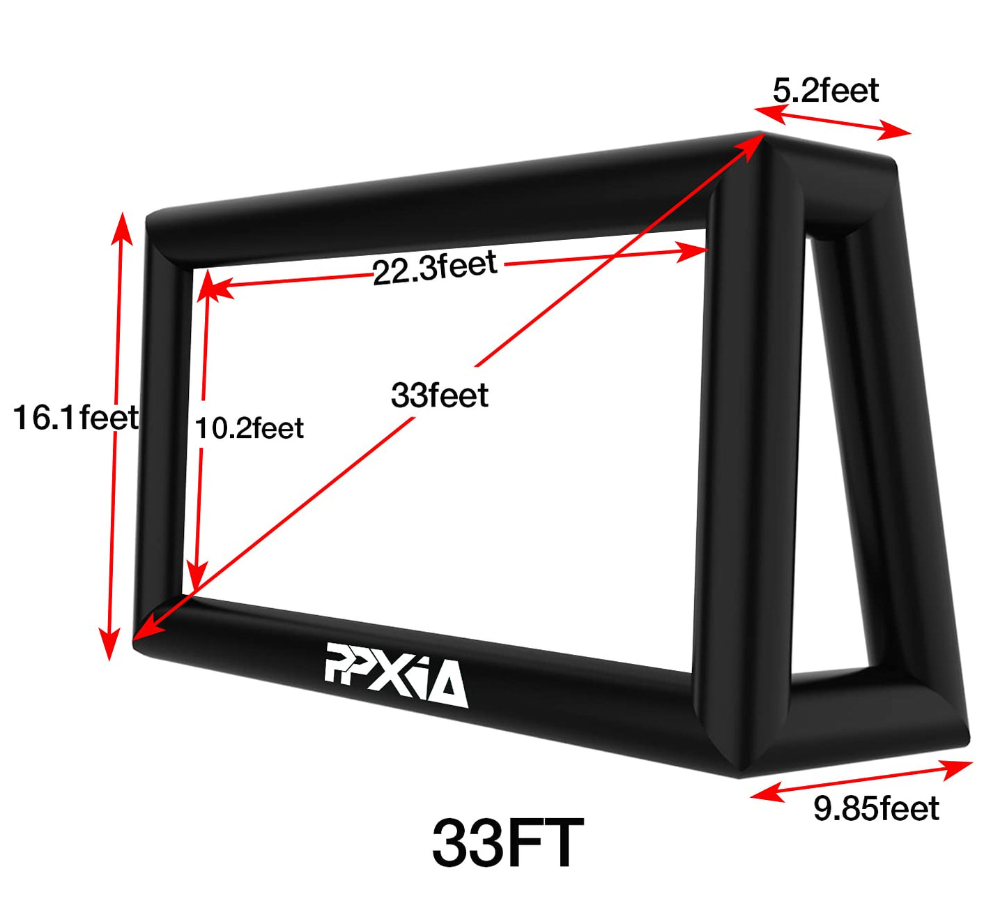 PPXIA - visualización de proyector soplado para exteriores, 33 pies, soporta proyección delantera y trasera, visualización de proyector inflable extragrande con soplador de aire para noches de cine en