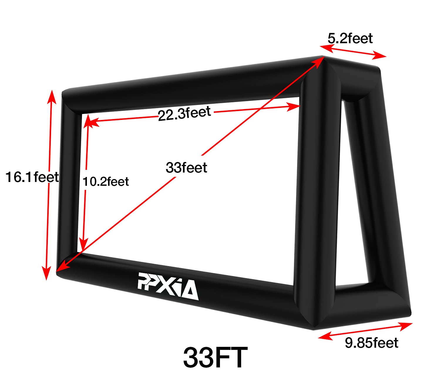 PPXIA - visualización de proyector soplado para exteriores, 33 pies, soporta proyección delantera y trasera, visualización de proyector inflable extragrande con soplador de aire para noches de cine en