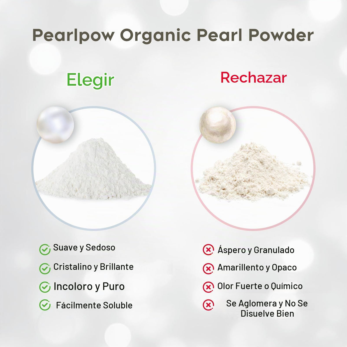 Peralpow Polvo De Perla Orgánico 100 G 100% Natural Cuidado De La Piel Casero Antienvejecimiento Minimiza Los Poros Calma(100 G)