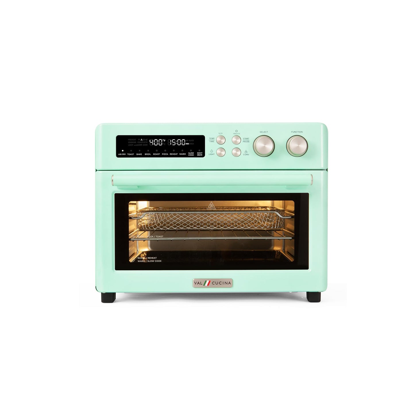 Freidora de Aire VAL CUCINA Retro Infrarroja con Horno de Convección Extragrande para Encimera 10 en 1