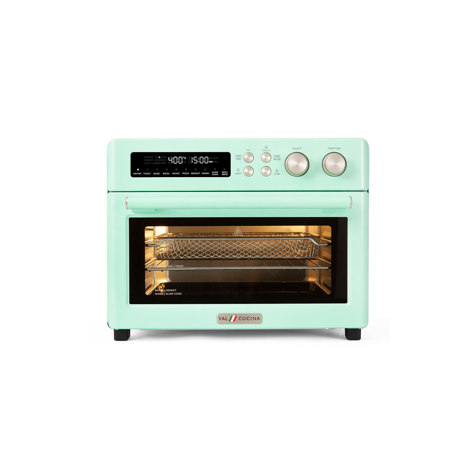 Freidora de Aire VAL CUCINA Retro Infrarroja con Horno de Convección Extragrande para Encimera 10 en 1