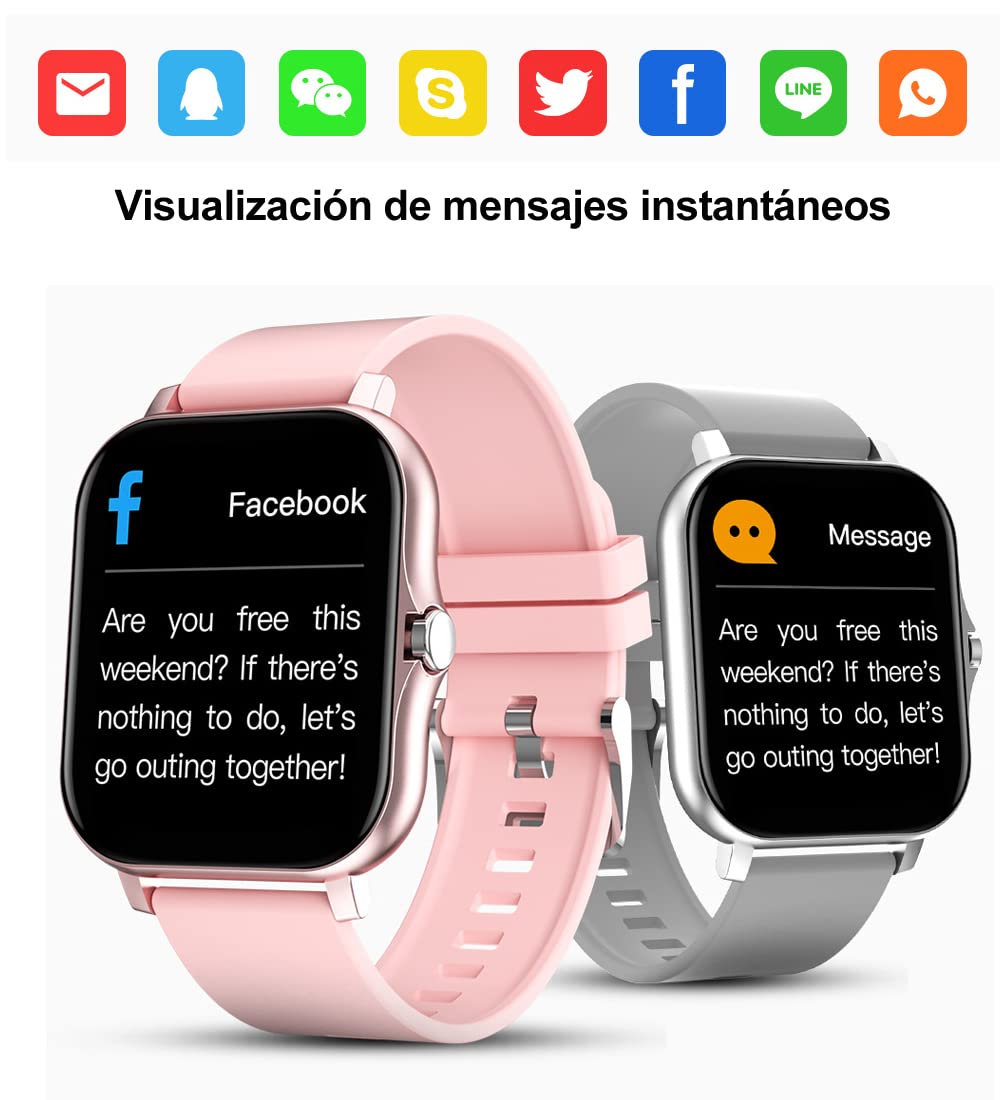 Smartwatch LOLO Rosado Impermeable para Hombre Mujer