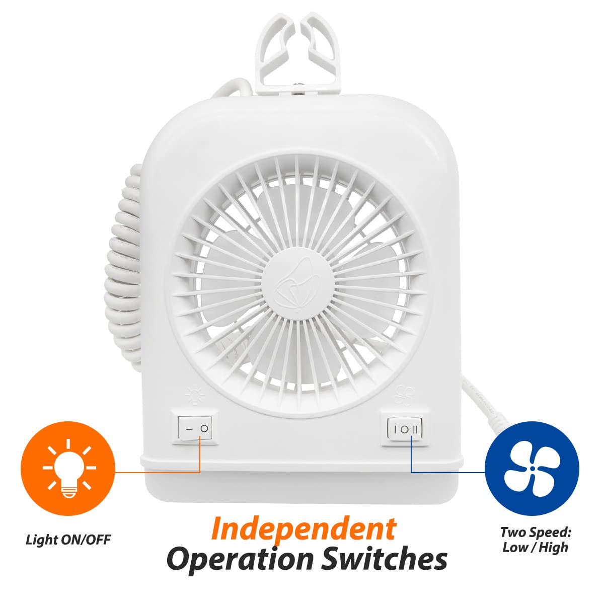 Ventilador Dream Lighting Blanco de 12 Vot con Luz de Lectura LED de 2 Velocidades para Caravana y Camping