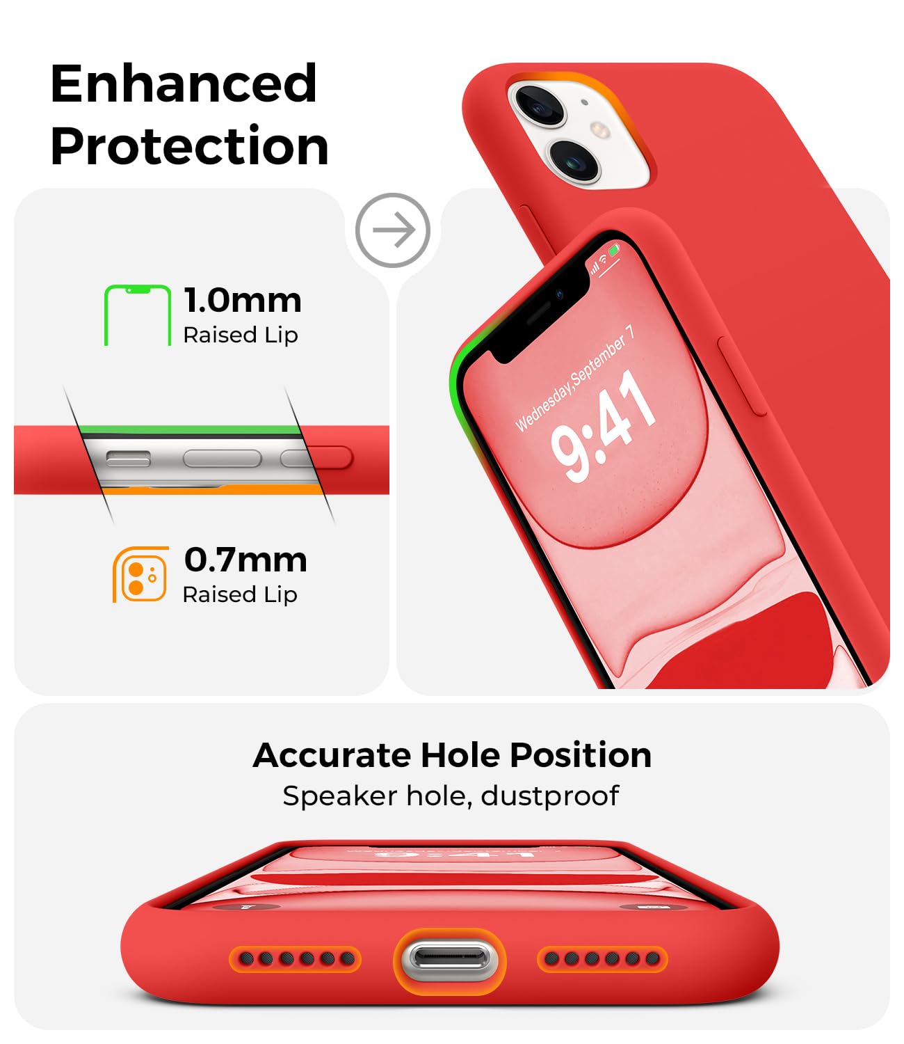 AOTESIER - Funda compatible con iPhone 11, silicona de grado alimentario, protección contra caídas de cuerpo completo, a prueba de golpes, con forro suave antiarañazos para iPhone 11 de 6.1 pulgadas,