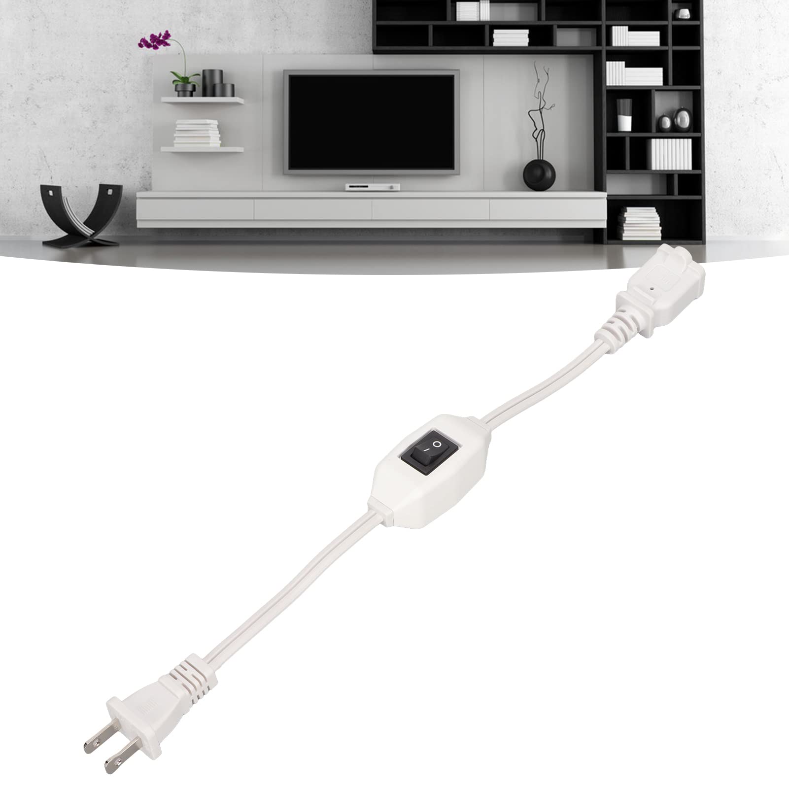 Cable de Extensión Coninterruptor de Encendido y Apagado, Ignífugo, Duradero, Portátil, de 2 Clavijas, Cable de Extensión (Blanco)