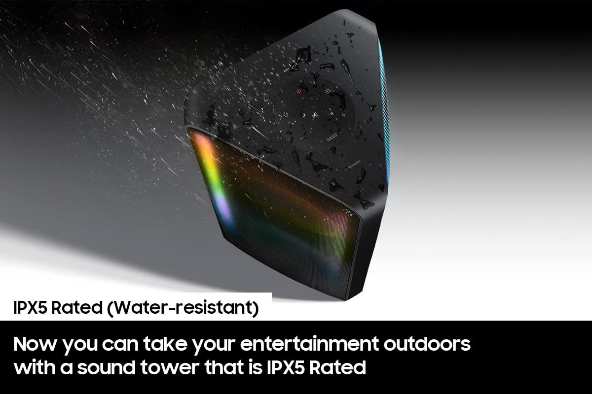 SAMSUNG MX-ST40B Sound Tower - Altavoces portátiles para Fiestas, 160 W, Sonido bidireccional, batería integrada, Resistente al Agua IPX5, Luces de Fiesta, multiconexión Bluetooth, 2022