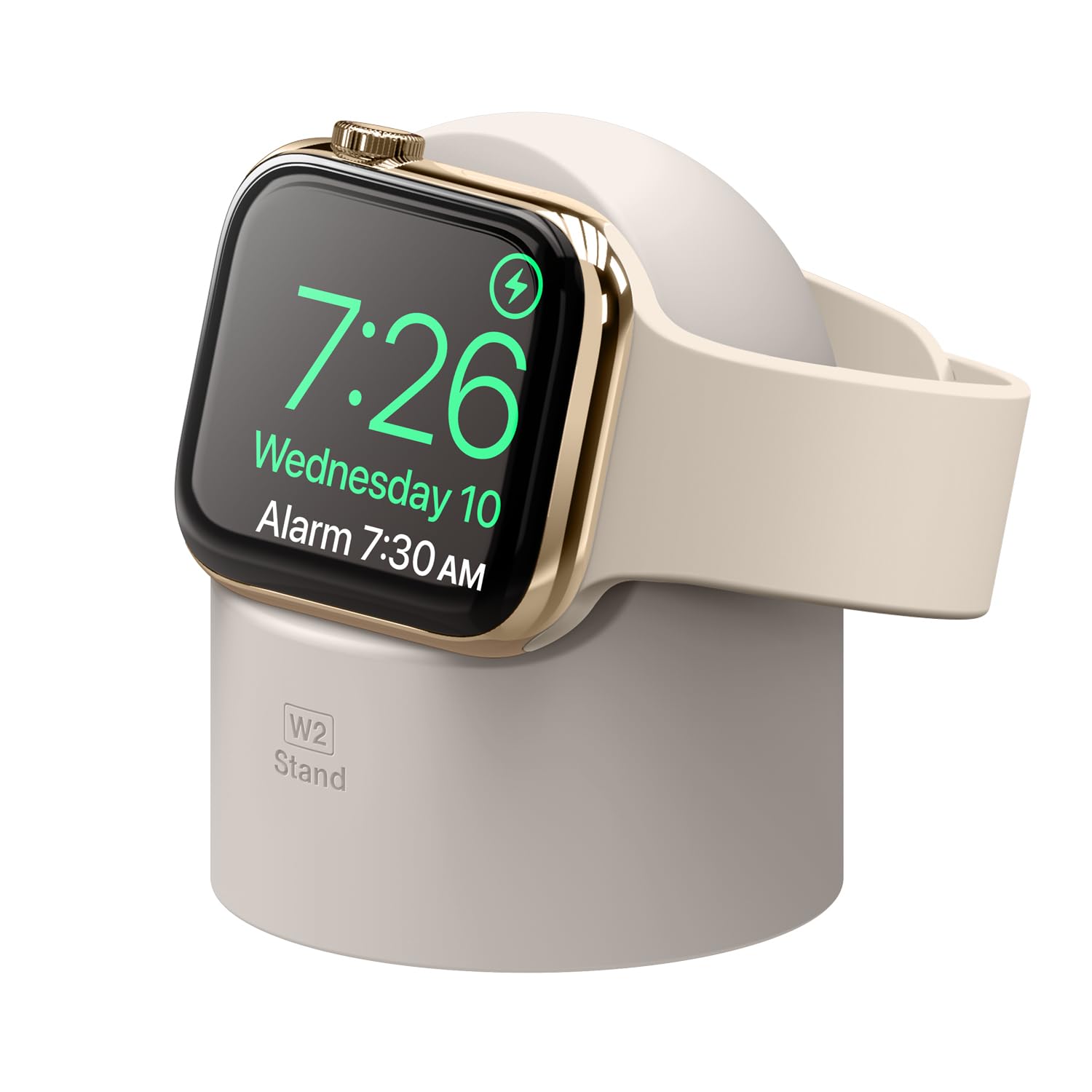 elago W2 Soporte de Cargador Compatible con Apple Watch Series Ultra3/Ultra2/Ultra,11/10/9/8/7/6/5/4/3/2/1,SE3/SE2/SE (49,46,45,44,42,41,40,38mm), Silicona Duradera,Modo Mesita Noche,Cable NO Incluido