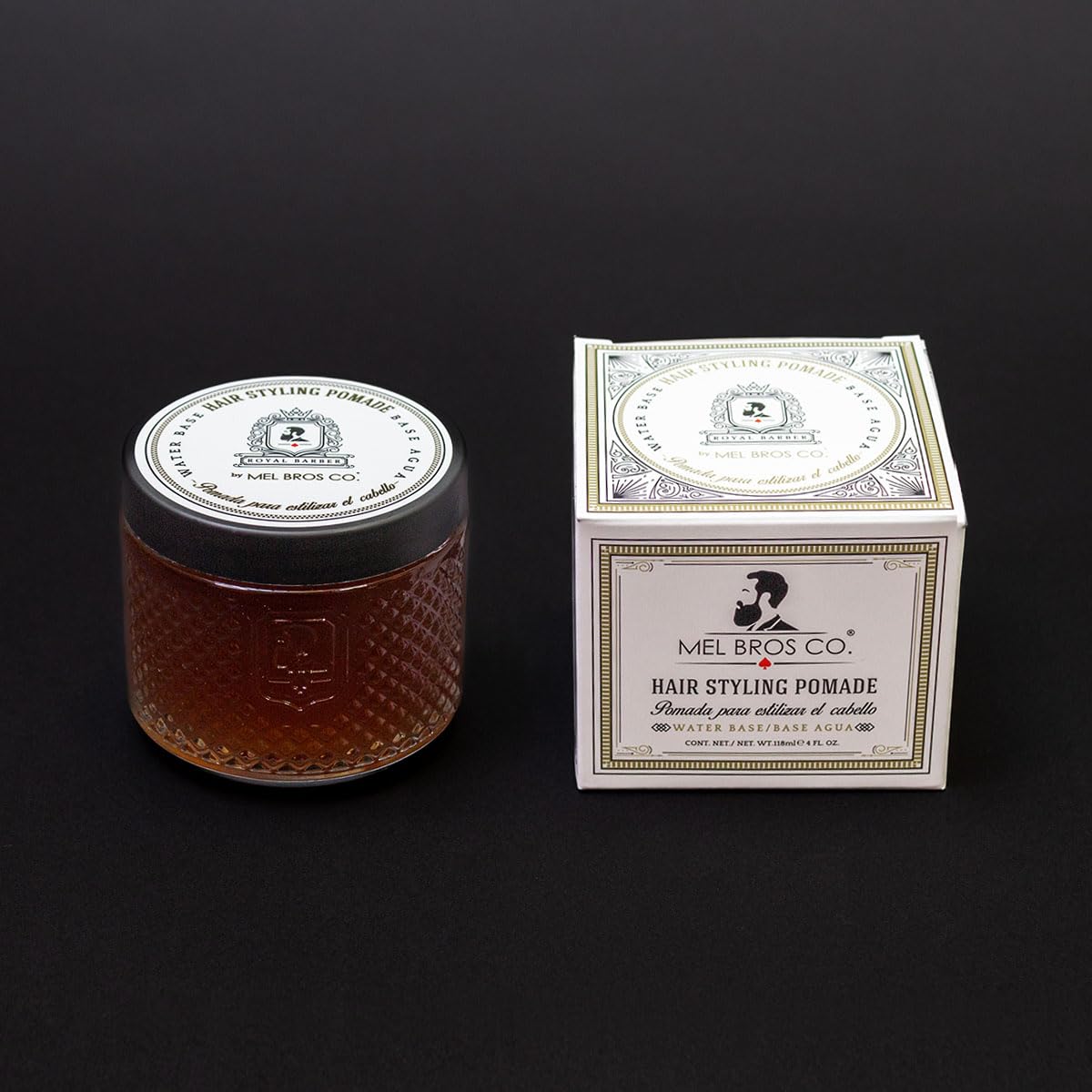 MEL BROS CO. - ROYAL BARBER, Hair Styling Pomade - Pomada para estilizar el Cabello (4 oz / 118 ml, Base Agua)