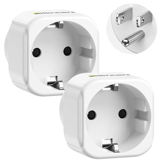 LENCENT 2X Adaptador de Enchufe de Europa a EE.UU, Adaptador de Enchufe de Salida Estadounidense, Adaptador de UE a EE.UU, Convertidor de Enchufe de Viaje de Europa a EE. UU. Mexico Colombia Canada