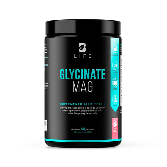 Glicinato de Magnesio en Polvo 60 Porciones Sabor Raspberry Lemonade. Glycinate Mag 600 Gramos. B Life
