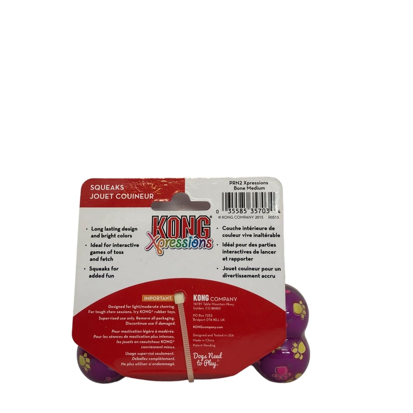 KONG Xpressions Hueso, Juguete para Perro Mediano