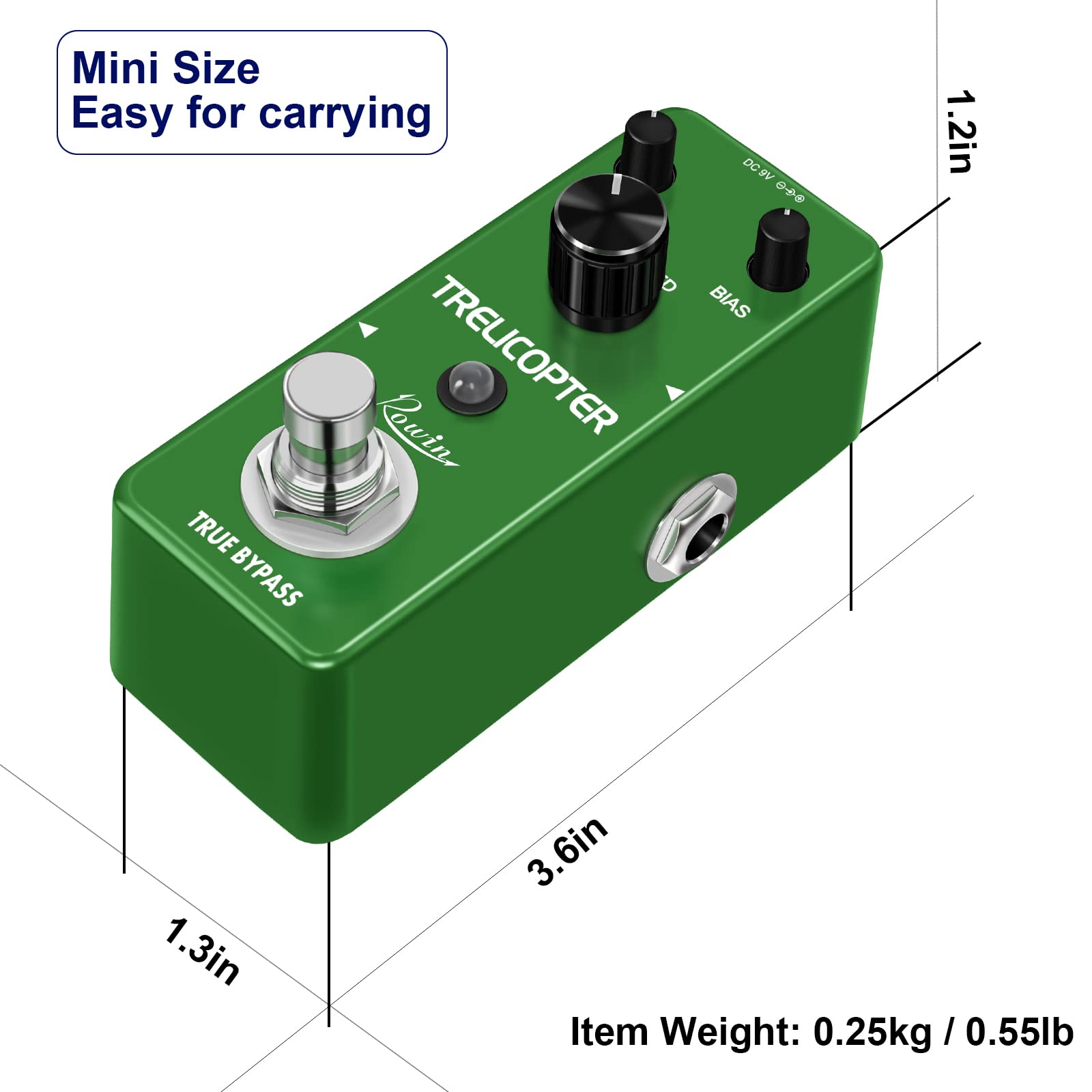 Pedal de Guitarra de Trémolo Negro