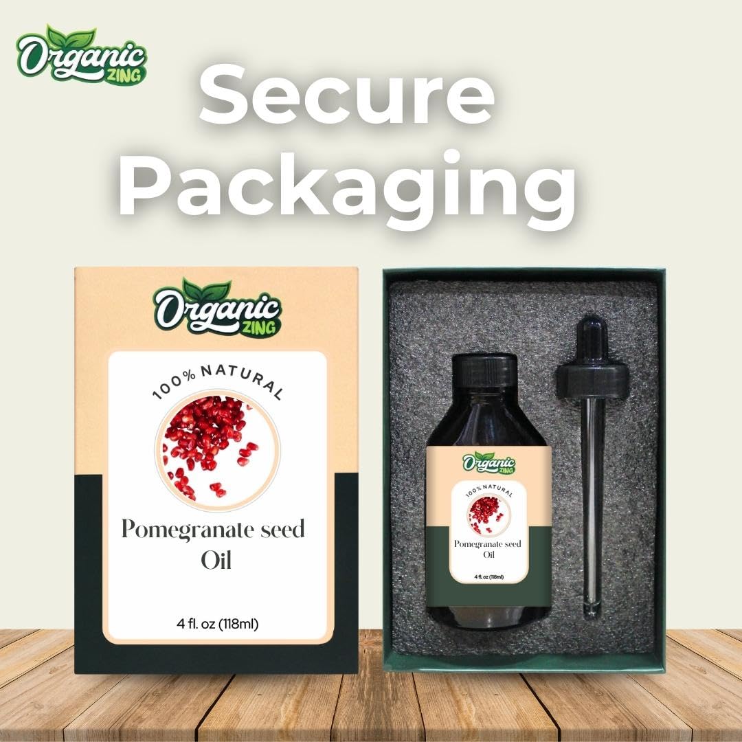 Organic Zing Pomegranate Seed Oil Pure & Natural for Skin, Face, Hair Care, Aroma therapy, Diffuser, Conditioner - 118ml