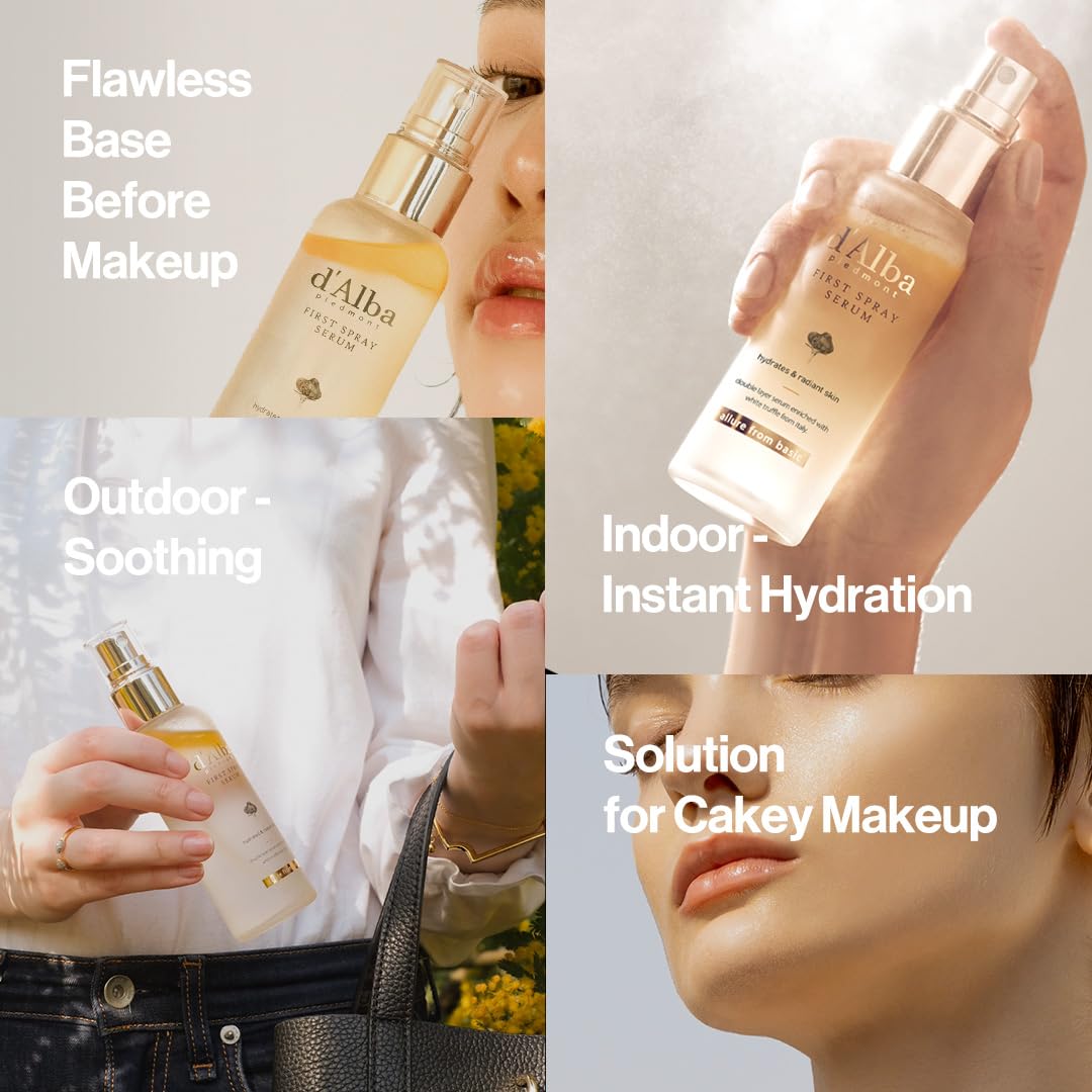 d'alba Piedmont Leopard Outdoor Products d'Alba Italian White Truffle First Spray Serum, Vegan Skincare, Hydrating Facial Mist with White Truffles, Glow Serum for Radiant Skin, All in One Care, 3.38 Fl Oz