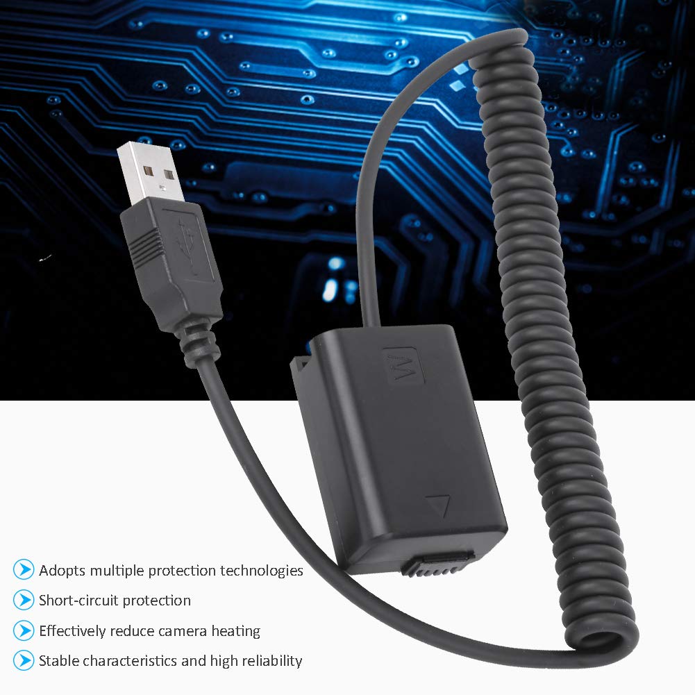 S erounder Adaptador de Fuente de alimentación USB a FW50 Adaptador de alimentación de decodificación Completa Batería Falsa para A7/A7II/A7R/A7S/A7RII