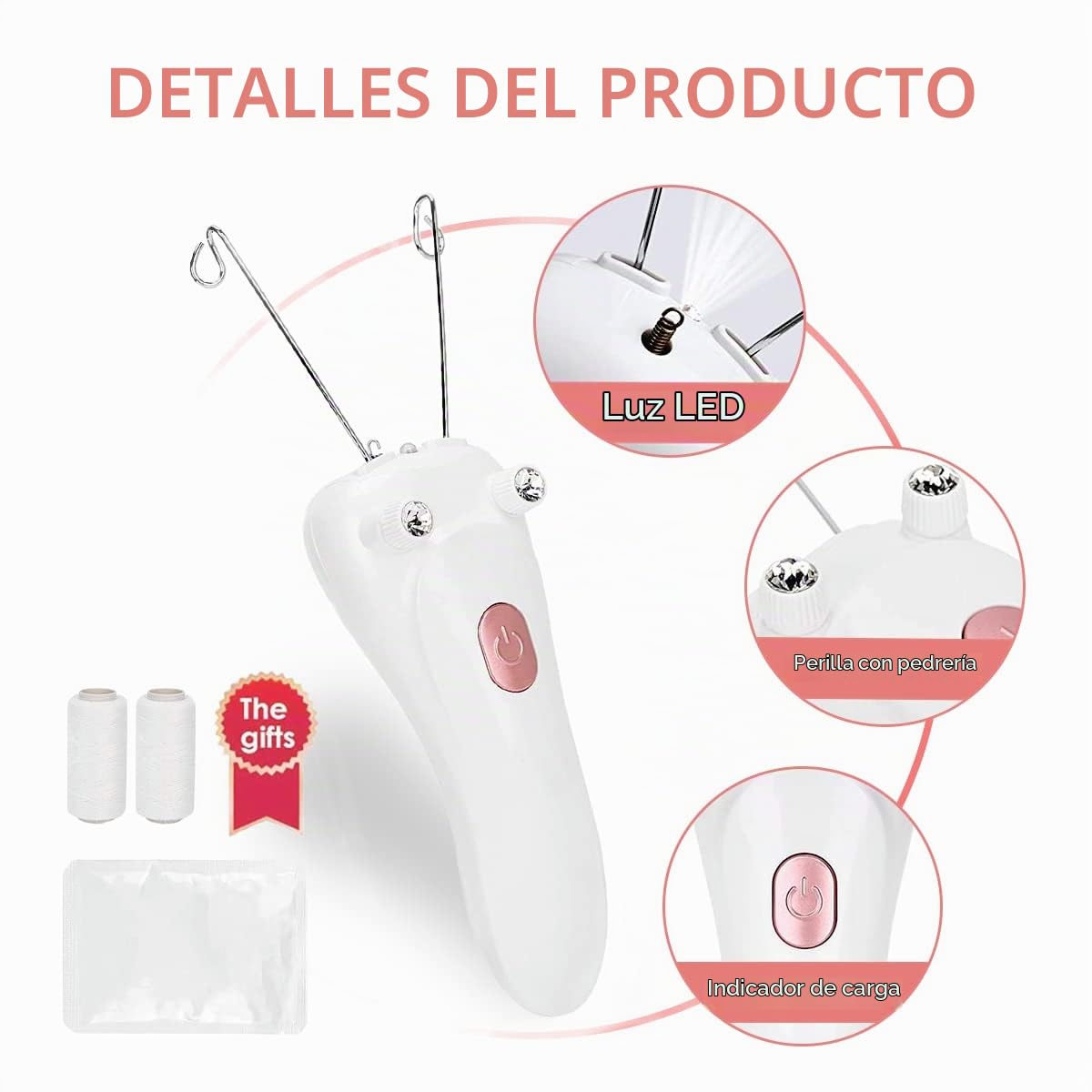 Removedor de vello facial eléctrico, inalámbrico recargable USB para mujer