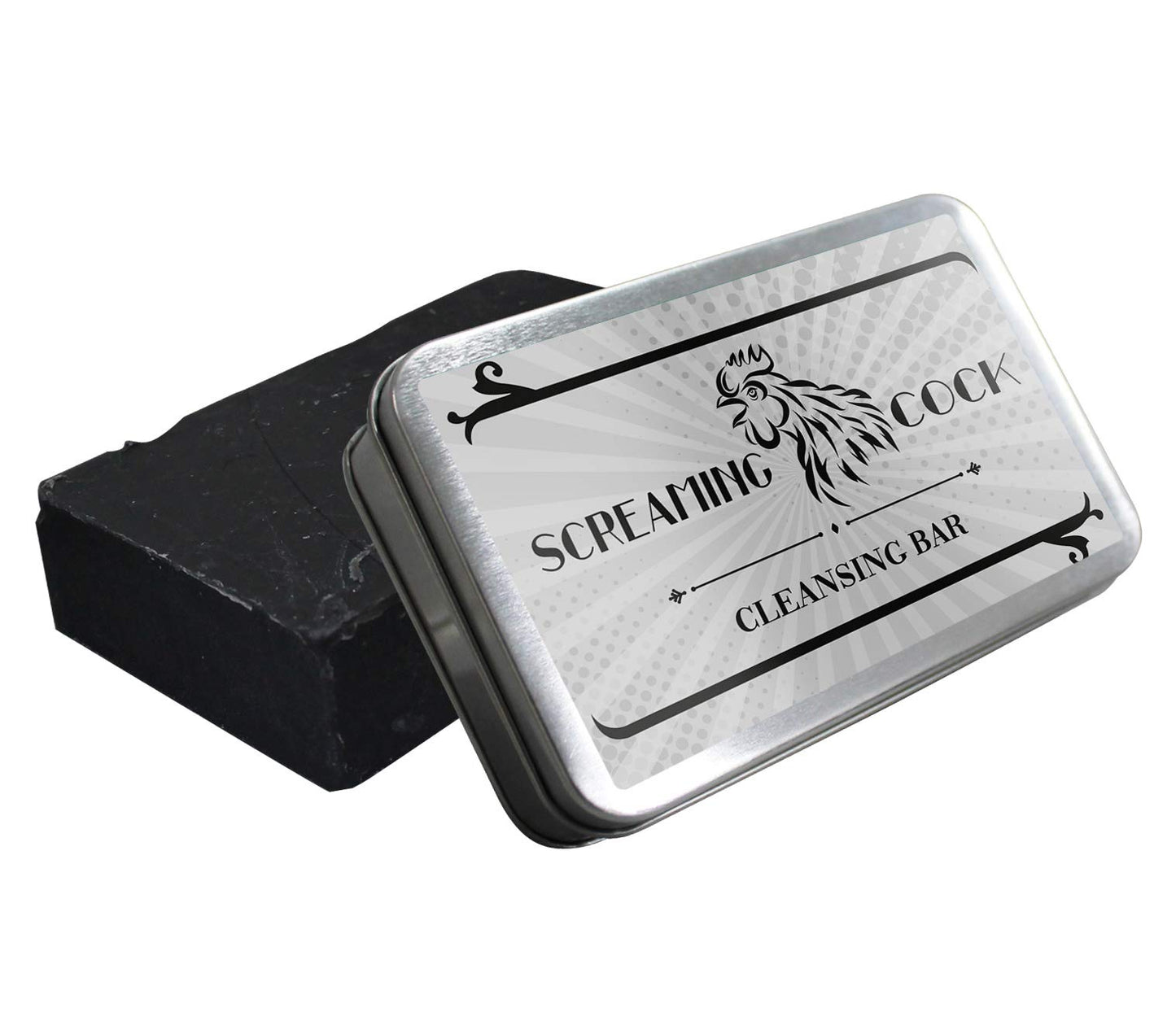Gears Out Barra limpiadora Screaming Cock - Divertido diseño vintage de gallo cantando - Jabón de baño novedoso para hombres - Jabón negro, hecho a mano, fabricado en EE. UU., contiene un