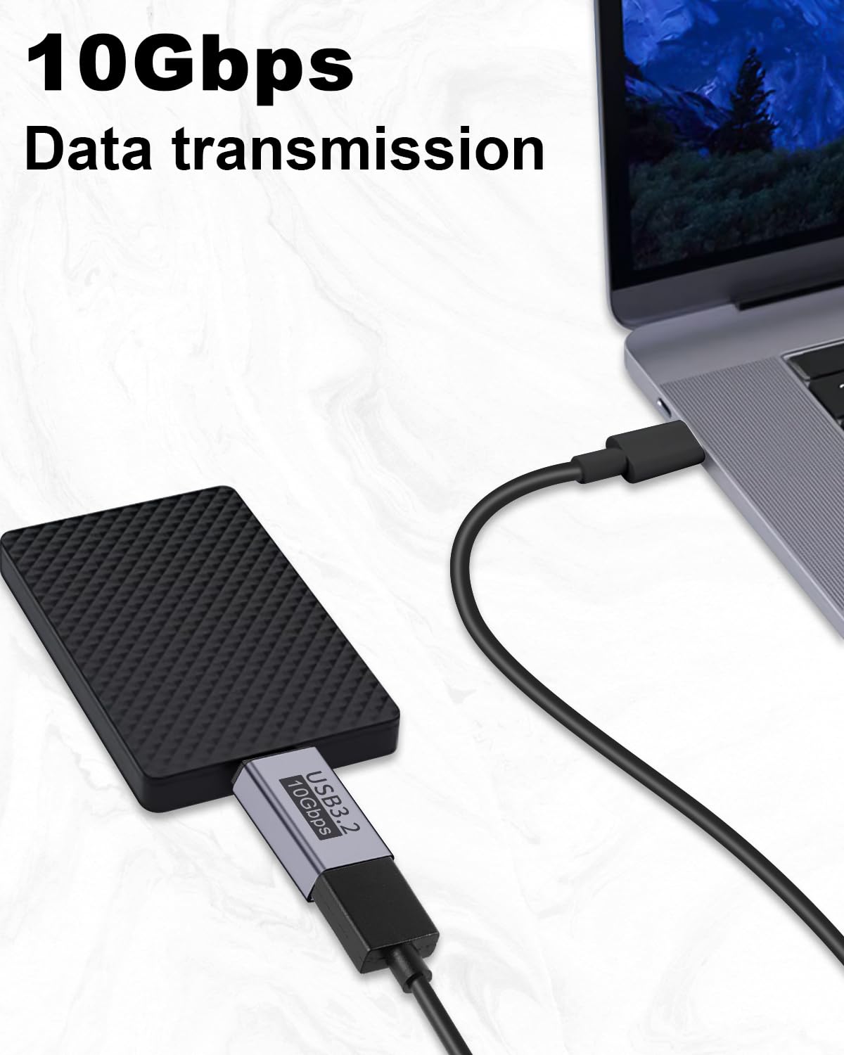 Adaptador USB 3.2 Danfetsoy Gris Micro B a USB A 10 Gbps para Discos Duros Externos