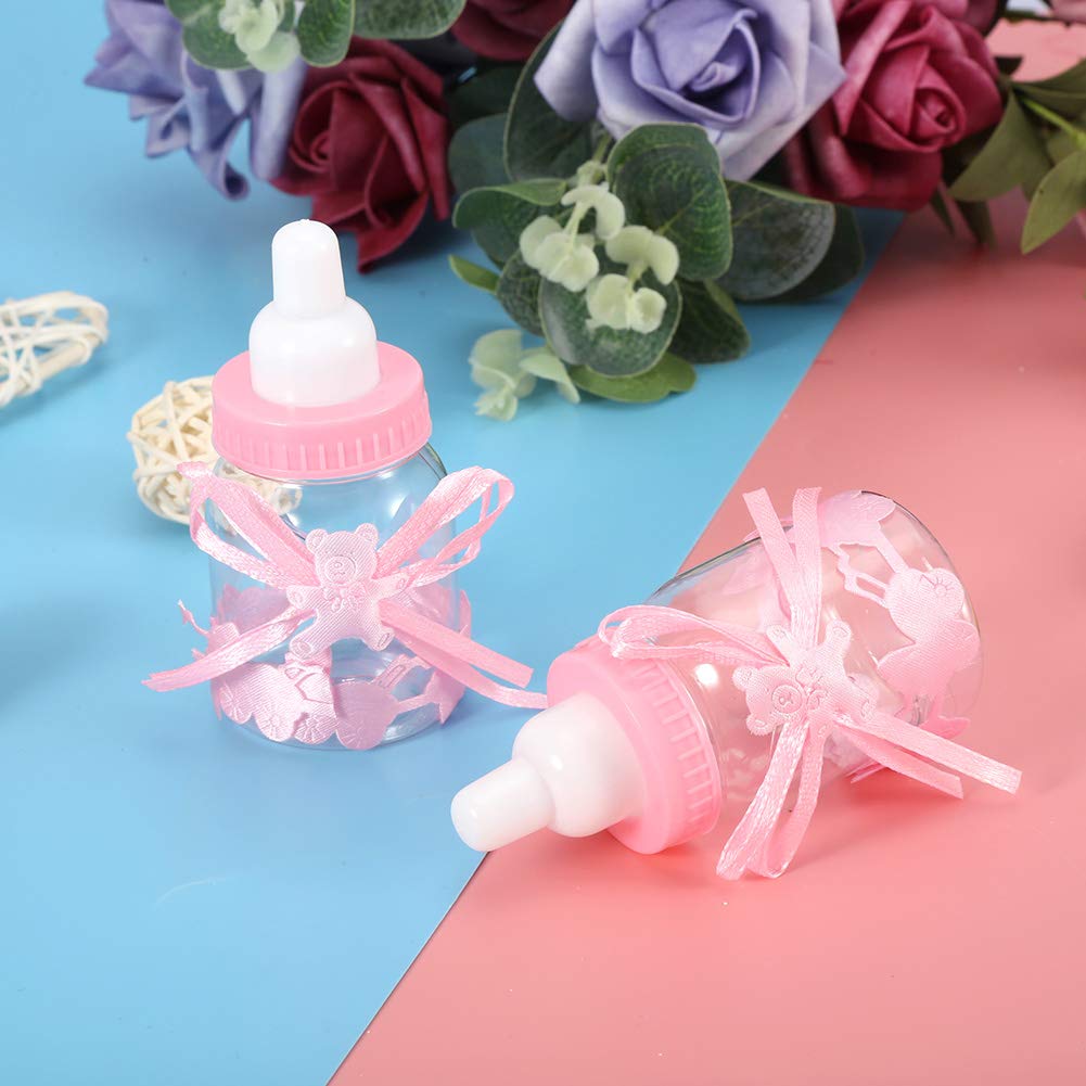 Biberón Decorativo Qiilu Rosa Cajas Anuncio de Bebé de Plástico 24 Piezas para Baby Shower