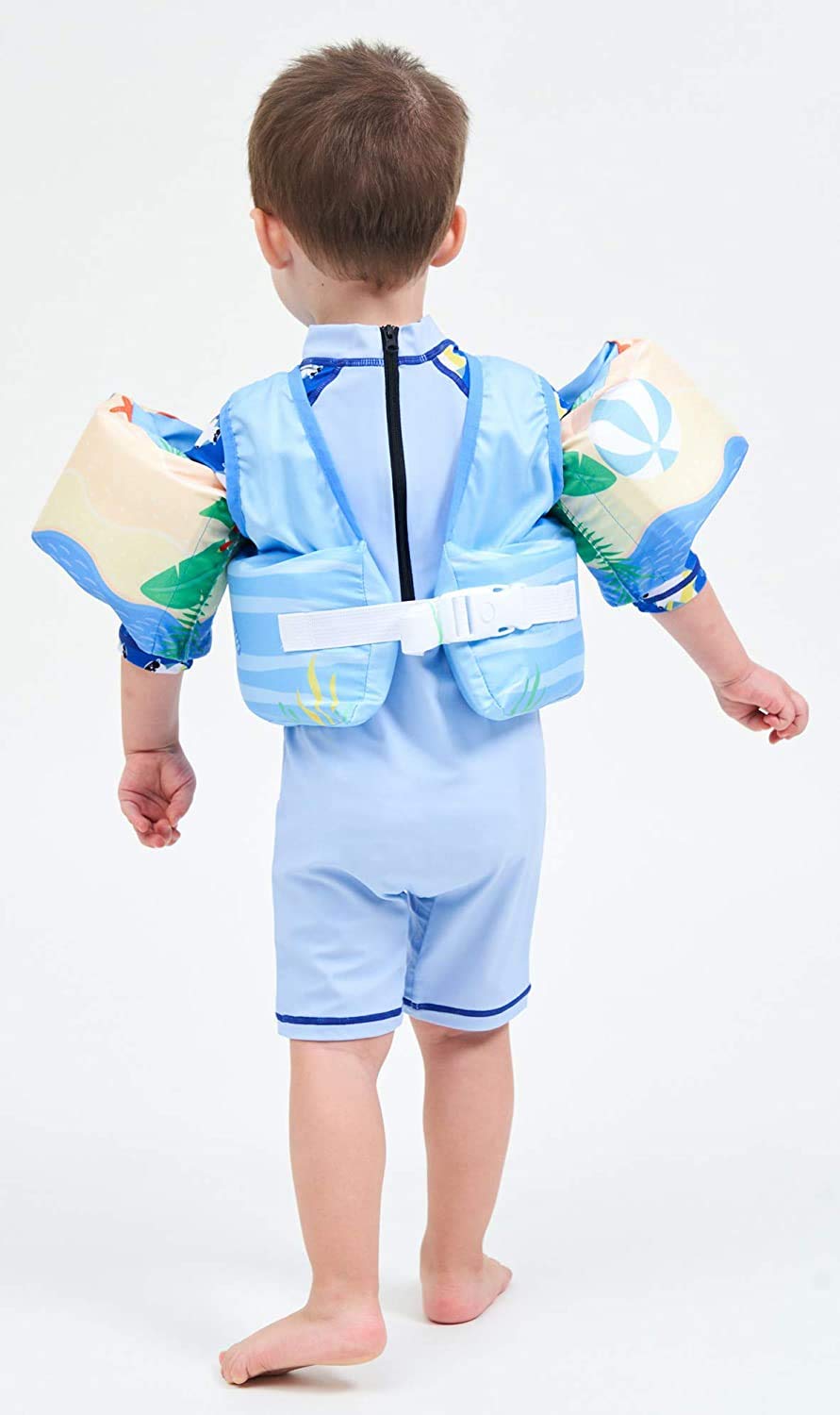 Chaleco Salvavidas para Niños Niña 2 3 4 5 6 Años Salvavidas para Bebe 30 a 55 Libras Natacion Kit con Chaleco de Seguridad y Doble Cierre para Piscina Parque Acuático Lago y Playa (Azul)