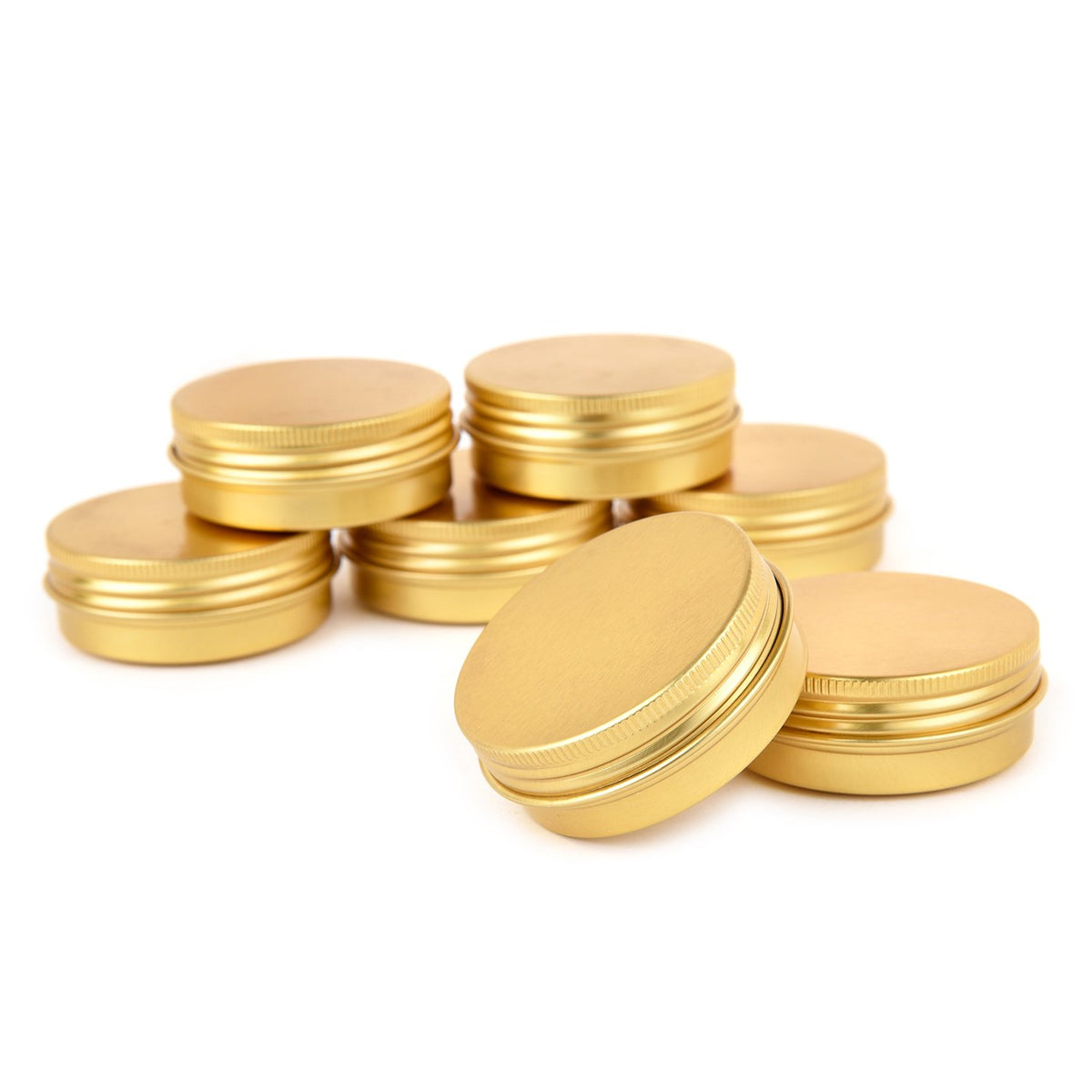 TMO Aluminum Metal Tins 1 Ounce 30ml Round Tin Containers Storage Tins Empty Lip Balm Tins Metal Jars with Screw lids,Gold(Pack of 14)