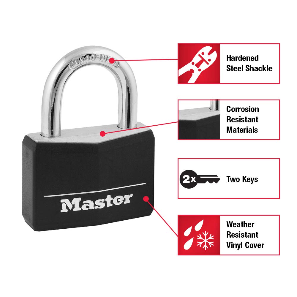 Candado de Latón Master Lock vinilo negro Cubierta de 1 141d 1 - 9/40.6 cm