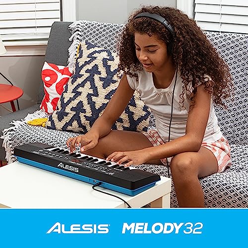 Alesis Melody 32 – Piano eléctrico, piano para niños con 32 teclas, altavoces, Teclado Musical con 300 sonidos, 40 demos, conectividad USB-MIDI