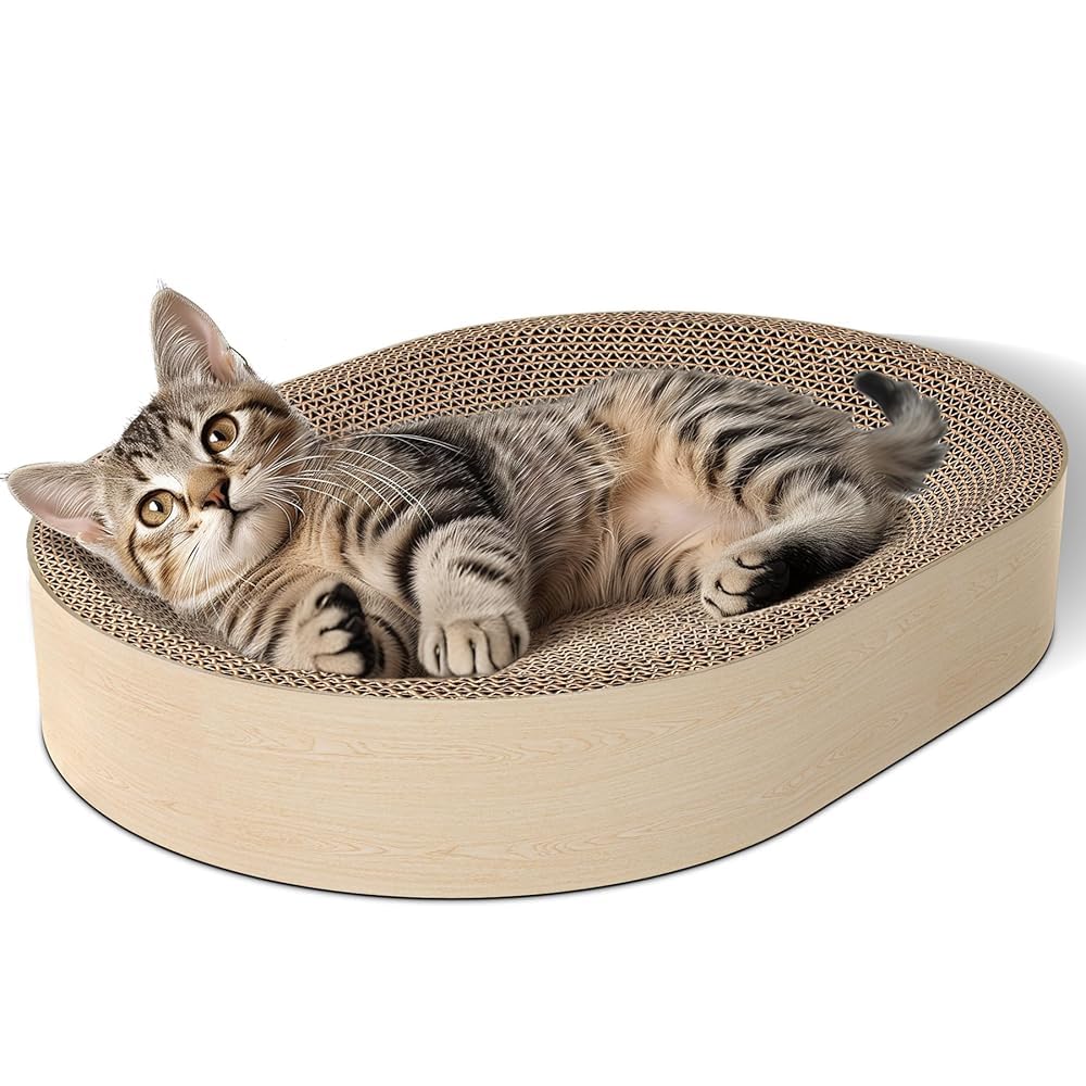 ComSaf Tabla De Rascar para Gatos - Rascador De Gatos para Gatos De Interior, Almohadilla para Raspar Gatos De Cartón Oval Cat Rascador Cama para Gatito, Durable Cat Scratcher Bowl Circle, P