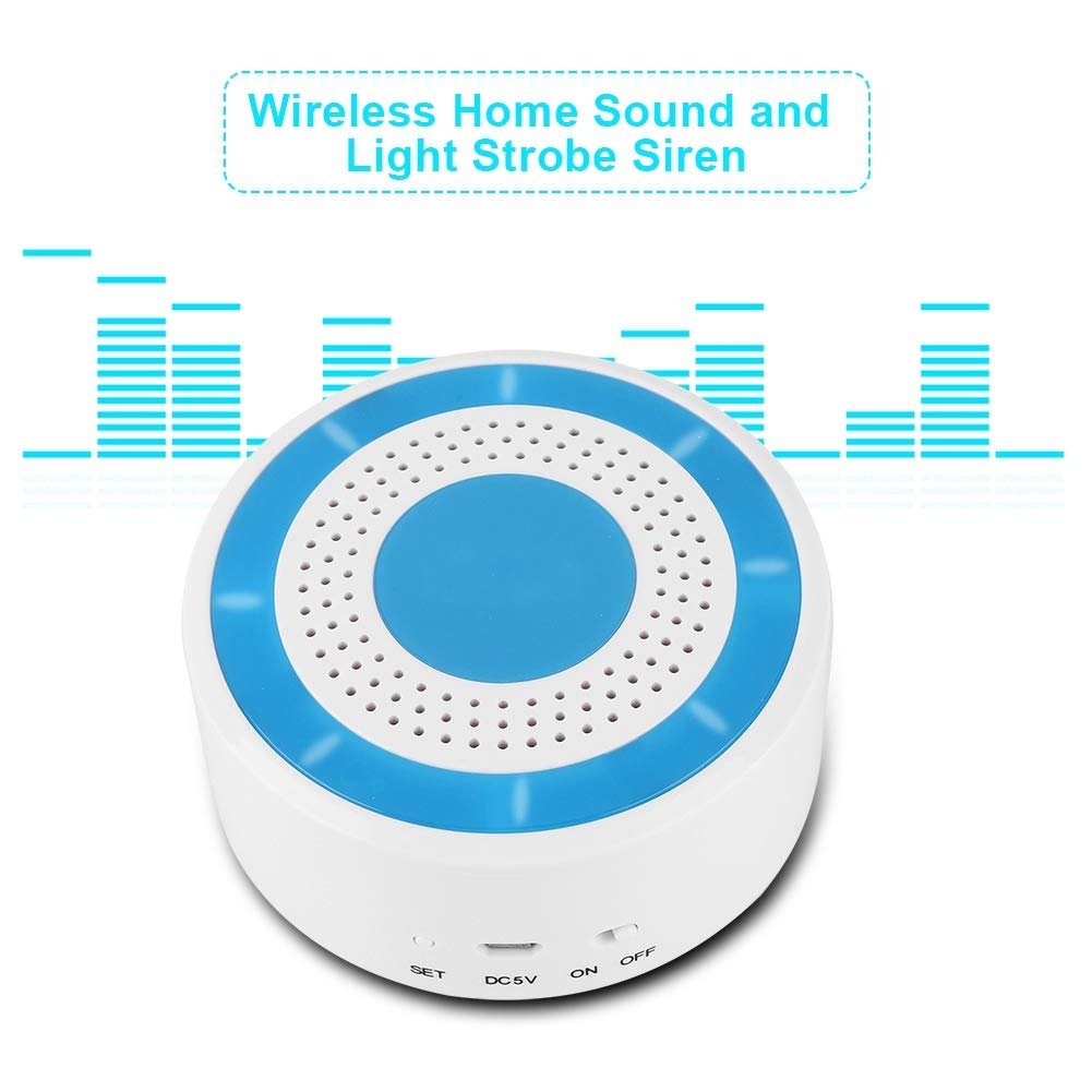 Sirena Estroboscópica Inalámbrica de 433 MHz con Alarma de Sonido y 8 Luces LED para Panel de Alarma WiFi GSM