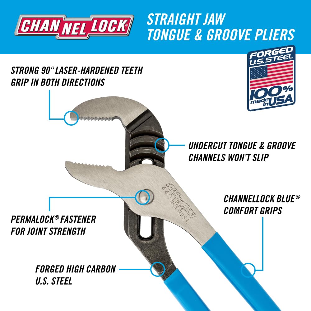 Pinza de Extensión Channellock 440 Mordaza Recta 12 Pulgadas